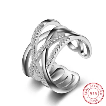 Korėjos Stiliaus 925 Sterling Silver Atidarymas Žiedas 