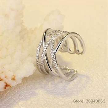 Korėjos Stiliaus 925 Sterling Silver Atidarymas Žiedas 