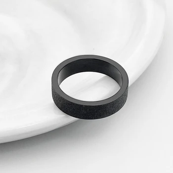 Korėjos Stilių 6mm Nerūdijančio Plieno Pora Žiedus Moterims Paprasta Juoda Matinė Žiedas Vyrų Ponios Vestuvių Papuošalai Didmeninė birūs