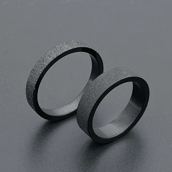 Korėjos Stilių 6mm Nerūdijančio Plieno Pora Žiedus Moterims Paprasta Juoda Matinė Žiedas Vyrų Ponios Vestuvių Papuošalai Didmeninė birūs