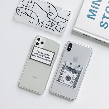Kowkaka Menas Abstraktus Veido Telefono dėklas Skirtas iPhone 12 Mini Pro 11 Max SE 2020 X XR XS 7 8 6 6s Plius Aišku, Animacinių filmų Laišką Soft Shell