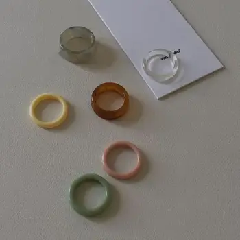 Kpop Spalvinga Skaidrūs Akrilo Geometrinis Turas estetinės žiedų rinkinys moterims 2021 Mados Morandi Spalvos Žiedas boho papuošalai