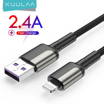 KUULAA USB Kabelį nuo Žaibo 2.4 Greito Įkrovimo Kabelis iPhone 12 11 Pro Max Xs X 8 7 6 Plius Laidas Laidas USB Įkrovimo Kabelis