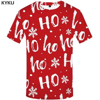 KYKU Kalėdų Marškinėlius Vyrų Juokingas Anime Drabužius Kalėdos T Shirts Raudona 3d Marškinėliai Punk Rock, Print T-shirt Šalies Laimingas Mens Drabužiai Nauji