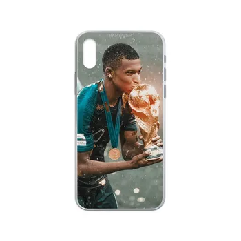 Kylian Mbappé Prancūzijos futbolo Pasaulio Taurės Skaidrus Telefono dėklas Skirtas iphone 4, 4S, 5 5C 5S 6 6S PLIUS 7 8 X XR XS 11 PRO SE 2020 MAX