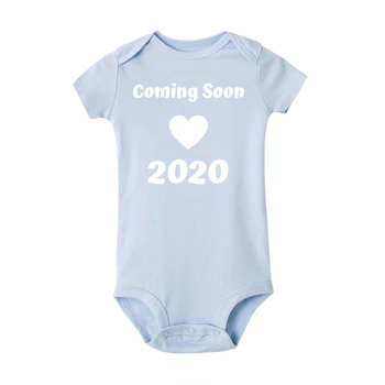 Kūdikis Ateina 2020 Anouncement Kūdikiams Naujagimio Lyties Netrukus Viršūnes Jumpsuit Berniukų, Mergaičių 2020 Drabužių Mados