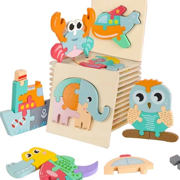 Kūdikių 3D Mediniai Galvosūkiai Vaikams Anksti Švietimo Žaislai, Medinė Dėlionė 3D Dėlionės, Žaislų Montessori Ugdymo Vaidina Vaiką