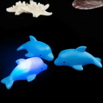 Kūdikių Delfinų Vonios Žaislai Vaikams, Led Apšvietimas, Iki Vandens Plūduriuojantis Žaislas Žėrintis Paplūdimio Žaislai Vaikams, Šviesos Plaukti Gumos Ančių Žaislai