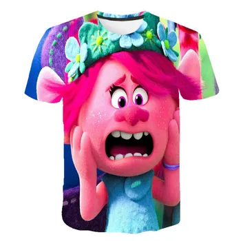 Kūdikių ir mergina T-shirt, filmas Troll ' s World Tour vienodi, dviejų gražių 3D nuotraukas, berniukų drabužius, gatvės, T-marškinėliai, berniukų viršūnės