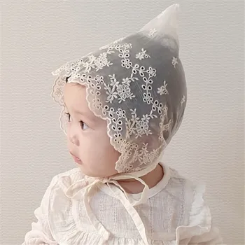 Kūdikių Mergaitės, Nėriniai Kepurės Skrybėlės Korėjos Japonija Naujagimiui Fotografijos Prop Gėlių Variklio Dangčio Skrybėlę Vaikas Princesė Baltos Medvilnės Skrybėlę Priedai