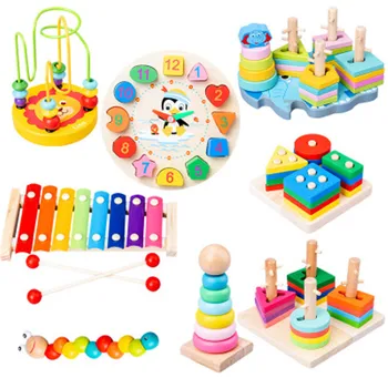 Kūdikių Montessori Švietimo žaislas Medinė Dėlionė zawalcowany blokai fortepijonas Sensorys Dėlionės Mokymo pažinimo Mokymosi Žaislas Dovana
