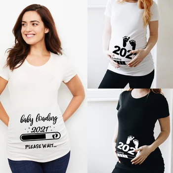 Kūdikių Pakrovimo 2021 Spausdinti Nėščia T Motinystės Marškinėliai trumpomis Rankovėmis T-shirt Nėštumo Skelbimas Marškinėliai Nauja Mama Tshirts Drabužiai