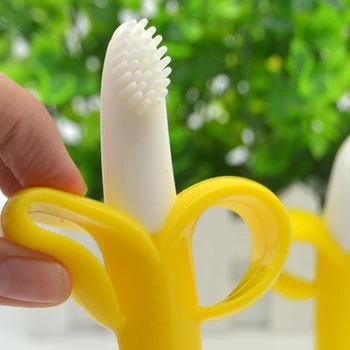 Kūdikių Silikono Mokymo dantų šepetėlį BPA Free Bananų Formos Saugus Krapinėjimas Teether Kramtyti Žaislus Kramtyti Žiedas Dovana Kūdikiui Baby Kramtomoji