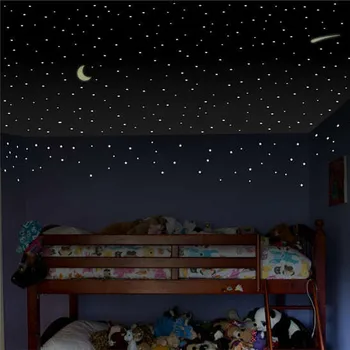 Kūrybos meteoras žvaigždžių, mėnulio šviesos, ant sienų lipdukai vaikams kambariai namų dekoro žalia švyti tamsoje liuminescencinės sienos lipdukai