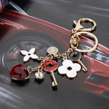 Kūrybos Paprasta Keturių lapų Dobilų Keychain Gėlės Key Chain Automobilio Raktų Žiedas, Moterų Maišelį, Žavesio Pakabukas Mados Kutai Keyrings