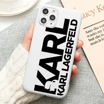 Lagerfeld prabangos prekės ženklo dizaineris KARLS Telefono dėklas Skirtas iphone 12 11 Pro Max Mini XS 8 7 6 6S Plus X SE XR Saldainiai balta danga