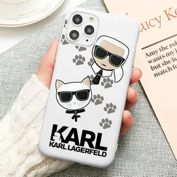 Lagerfeld prabangos prekės ženklo dizaineris KARLS Telefono dėklas Skirtas iphone 12 11 Pro Max Mini XS 8 7 6 6S Plus X SE XR Saldainiai balta danga