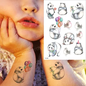 Laikina tatuiruotė lipdukas vaikams tatuiruotės vaikų gyvūnų tatuiruotė panda bear Flamingo netikras, tatuiruotė vaikas miškų tatuiruotė, vandens spalva rankos