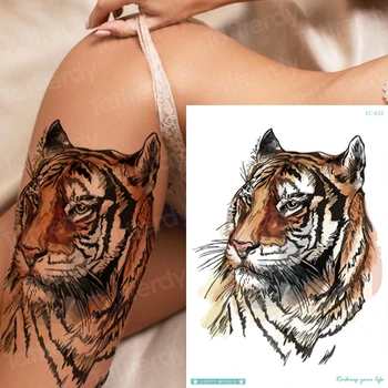 Laikinai tigras tatuiruotė vandeniui laikinos tatuiruotės gyvūnai vilkas lapė, briedis tatuiruotės vienaragis arklys seksualus netikras, tatuiruotė moters, merginos