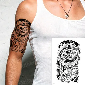 Laikinos tatuiruotės helovinas kūno lipdukai sekso robotas mašina tatuiruotė vyrams, mechaninė tatuiruotės berniukai nuryti tatuiruotė netikrą 3D juoda