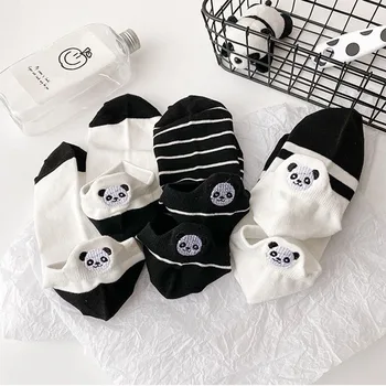 Laimingas Juokingas Kojines Rankomis Išsiuvinėta Panda Kawaii Mielas Kojinės Moters Čiurnos Calcetines Mujer Divertido Skarpetki Įgulos Sokken Skarpety