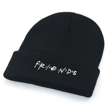 Laiškas siuvinėjimo DRAUGAIS skrybėlę medvilnės lankstus, minkštas šiltas žiemos mados skrybėlės slidinėjimo draugystės megzti beanie kepurė hip-hop