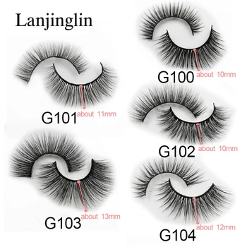 LANJINGLIN 3/4 porų audinės blakstienos false lashes mink 3d netikrų blakstienų pratęsimo sudaro cilios gamtos ilgai žiaurumas nemokamai blakstienų