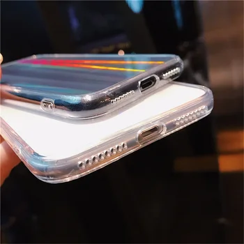 Lazerio Vaivorykštė Telefono dėklas Skirtas iPhone 12 Mini Pro 11 Max XR X XS Max 7 8 Plus Atveju Švelnus viso Kūno Holografinis Telefono Galinį Dangtelį
