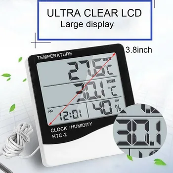 LCD Skaitmeninis Temperatūros, oro Drėgmės Matuoklis Namų Patalpų Lauko termometras su drėgmėmačiu Oro Stoties Laikrodis