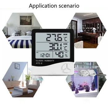 LCD Skaitmeninis Temperatūros, oro Drėgmės Matuoklis Namų Patalpų Lauko termometras su drėgmėmačiu Oro Stoties Laikrodis