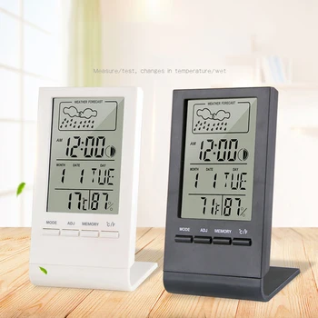 LCD Skaitmeninis Termometras su Drėgmėmačiu Žadintuvas Kalendorius Oras Stotis Stalo Laikrodis, Temperatūra, Drėgmės Matuoklis Barometras Patalpų#2