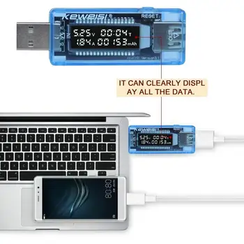 LCD USB Detektorius USB Voltų Srovė Docto Įkroviklio Talpa Plug and Play Galia Banko Testeris, Matuoklis Voltmeter Ammeter