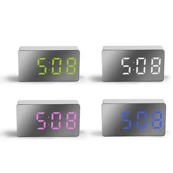 LED Daugiafunkcinis Veidrodis, Laikrodis Skaitmeninis Signalo Atidėjimo Laiko Rodymas Naktį LCD Šviesos Stalas Desktop USB 5v/Ne Baterija Namų Dekoro 1#