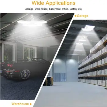 LED Garažas Šviesos 360 Laipsnių Deformuojamieji Lubų Šviesos Namuose, Sandėlis, Dirbtuvės Lankstymo Trijų Lapų Deformacijos Pramonės Lempos