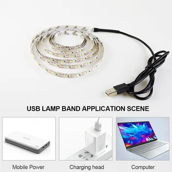 LED Juostelė USB 1M 2M 3M 4M 5M Vandeniui 5V Šiltai balta/Balta 2835 3528 Lanksti Led Šviesos Juostelės Juosta TV Foninio Apšvietimo