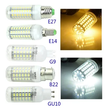 LED Kukurūzų Lemputė E27 B22 E14 GU10 G9 7W, Kad 30W Kietas/Šilta Balta AC110V / 220V labai Šviesus Žibintas Energijos Taupymas, Apšvietimas D20