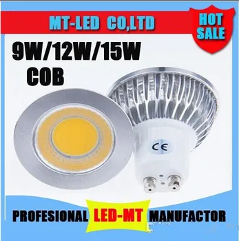 Led lemputė 9W 12W 15W COB GU10 MR16 E27 E14 LED Tamsos Sportlight lempos High Power lemputė MR16 12V E27 E14 GU10 AC 110V, 220V