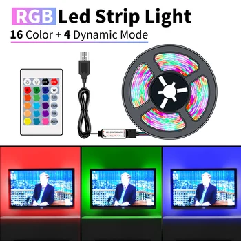 Led RGB Juostos Šviesos 16 Color USB 5V Led Lanksti Neon Juostelės Fita Led Lempos Rgbw Juostelės Šviesos Nuotolinio valdymo pultelis Keičiasi Lempos Juosta
