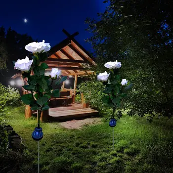LED Saulės Modeliavimas Rožių Gėlių, Šviesos, atsparus Vandeniui Sodo Kraštovaizdžio Lempos Lauko Vejos Lempa Namų Dekoratyvinių Gėlių Naktį Žibintai