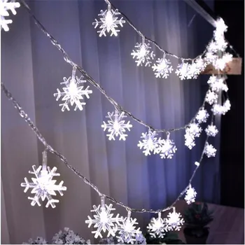 LED Sniego Šviesos Eilutę Girliandas Lempa su baterijomis 10 Lemputes Vestuvių Kalėdų Vakarėlį Dekoracija Sode Gėlių Šviesos