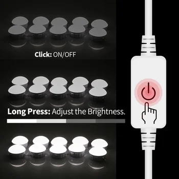 Led Tuštybės Šviesos Makiažo Veidrodėliai Lemputė 12V LED USB Kabelį Maitinamas tualetinis staliukas sudaro veidrodis Lempos Dekoro Vonios Sienelės lempos