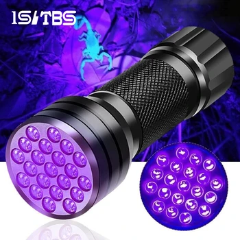LED UV Žibintuvėlis 395NM 21LEDs Ultra Violet Mini Žibintuvėlis Skorpionas Augintinio Šlapimo Dėmes Detektorių Naudoti 3*AAA Baterijos Aptikimas Žibintuvėlis