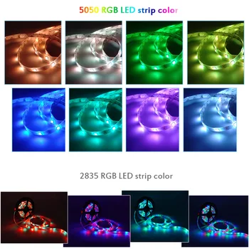LED Šviesos Juostelės RGB 5050 2835 LED Šviesos Juosta 12V 5m 10m, 15m 20m led lempa + 