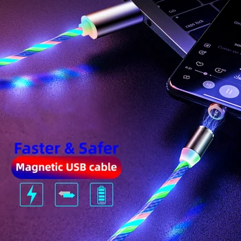 LED Švyti Teka magnetinio usb laidą Įkrovimo Tipas C Micro USB C 8 Pin Įkrovimo Kabelis 
