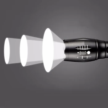 LED Žibintuvėlis 5 Režimai T6 L2 Aliuminio, atsparus Vandeniui Zoomable Taktinis Žibintuvėlis Šviesos Naudojimo 18650 Akumuliatorius Žibintas Medžioklei