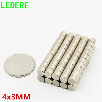 LEDERE 100vnt 4x3 neodimio magnetas 4*3 4mm*3mm stiprus retųjų žemių neodimio NdFeB nuolatiniai magnetai mėginių magnetas 4mm x 3mm
