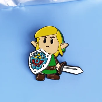 Legenda Zeldas Link Emalio Pin Karikatūros Shield Kariai Sagė Veiksmo Nuotykių Žaidimas Ventiliatorius Kolekcines Ženklelis Papuošalai Dovana