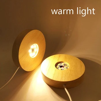 Lempa Bazė Meno Ornamentas Medienos Šviesos pagrindas Įkraunamas Nuotolinio Valdymo Mediniai LED Šviesos Sukasi Stendas Lempos Laikiklis