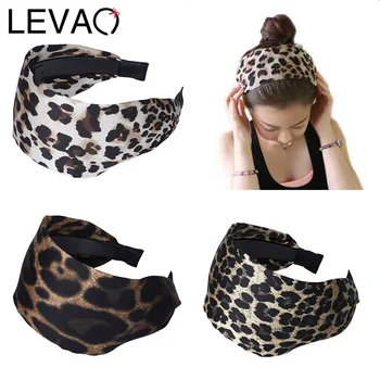 LEVAO Naujas Mados Plataus kraštais Leopard Moterų Plaukų Juosta Spausdinti Lankelis Merginos Plaukų Aksesuarų, Dantų neslidus Plaukų Linijos Lady