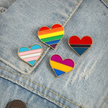 LGBT Pride Lesbiečių, Gėjų Vaivorykštės Širdies Spalvinga Sagė Piktogramą Emalio Pin Kuprinė Drabužius Atvartas Smeigtukai Mėgėjas Ženklelį Draugas, Dovana, Papuošalai
